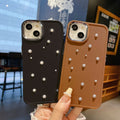 Suitable for apple 16pro metal photo frame small pearl mobile phone case iphone7p/xr all-inclusive pure color protective case