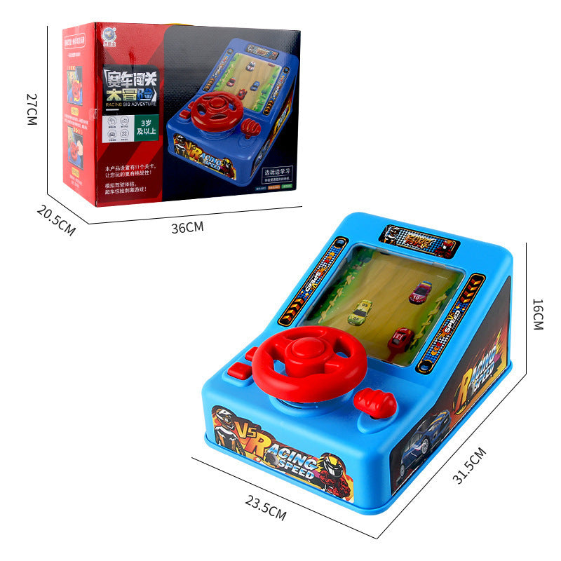 Kids' racing game console - simulated steering wheel, educational adventure, electric sound & light, parent-child driving challenge toy