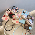 Leather pattern suitable for apple 16pro plush duffy bear mobile phone case iphone13/11 anti-fall soft case protective cover