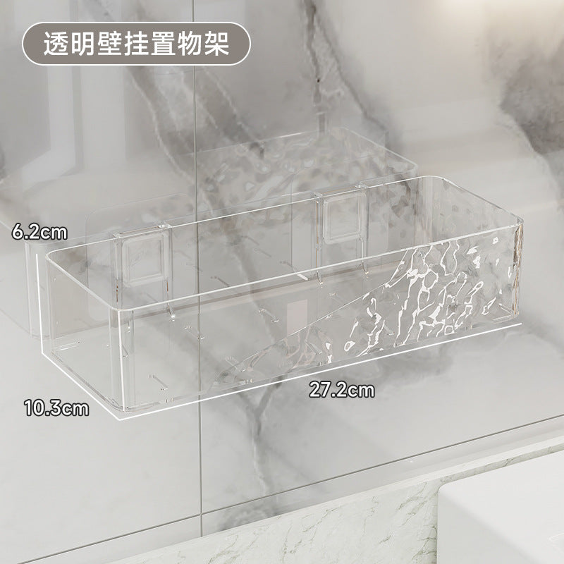 Bathroom storage rack - wall mounted, no drilling required - vanity organizer for toiletries, cosmetics, and more