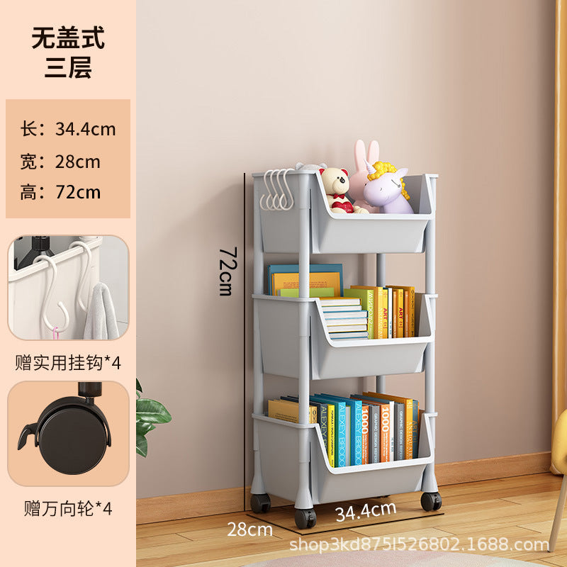 Mobile cart storage rack - multi-tier floor stand for bedroom, home, snacks, living room, bookshelf, and kitchen