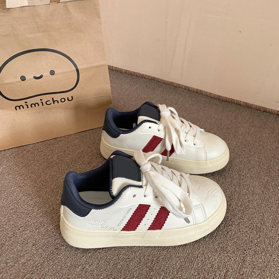 Summer breathable sneakers women's 2026 new casual versatile canvas student korean style athletic chunky sole retro white shoes
