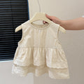New girls' summer korean style sleeveless polka dot outfit - versatile, stylish, and trendy kids' clothing for baby girls