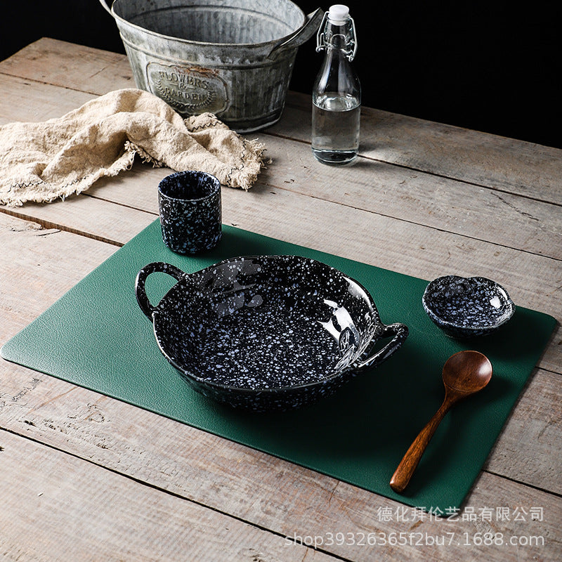 Japanese retro one-person meal set deep dry pot vegetable plate for homeclassy curry rice plate double ear soup plate