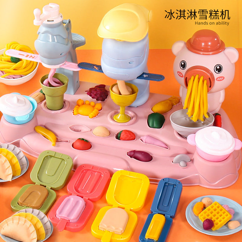 Piggy noodle maker tool suit color clay kids toy plasticine mold handmade clay play house production for men and women