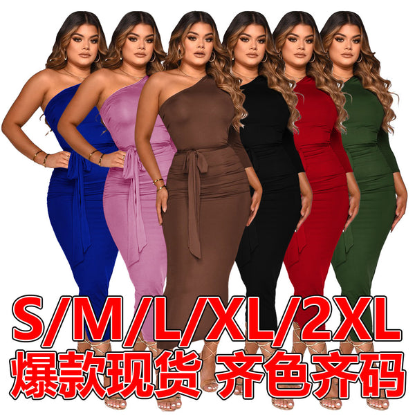 K10055  Independent Station 2023 Spring and Summer Explosive Shoulder Dress European and American Cross-border Women's Hip Wrap Skirt