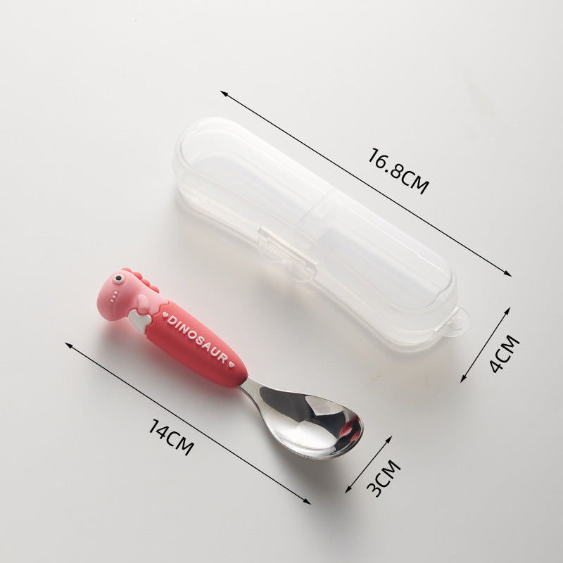 Cute style oven mitts soft handle yuanbao spoon kids student eating tableware 316 stainless steel spoon spoon wholesale