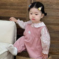 Baby overalls spring and autumn baby suit girl autumtwo-piece setsweet floral doll shirt outing suit