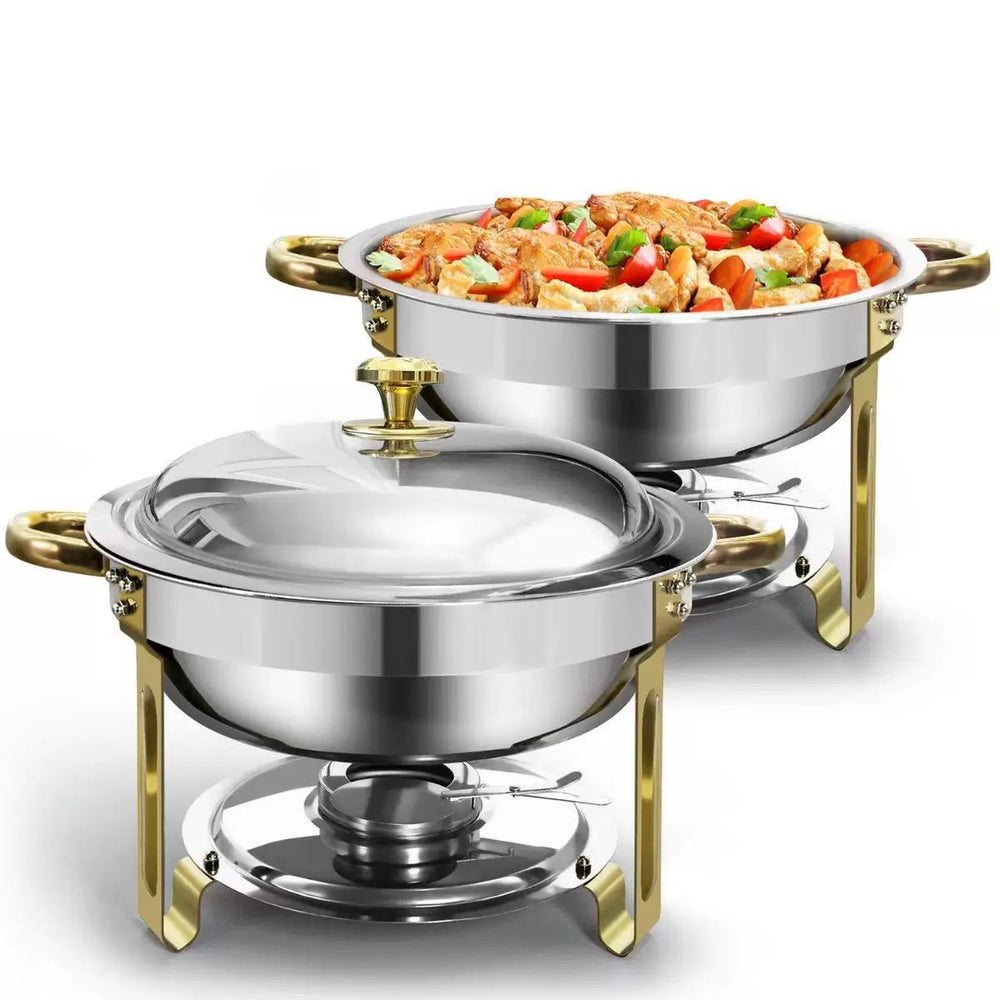 Golden round stainless steel buffet warmer - hotel breakfast buffet stove - soup warmer & food warmer - in stock