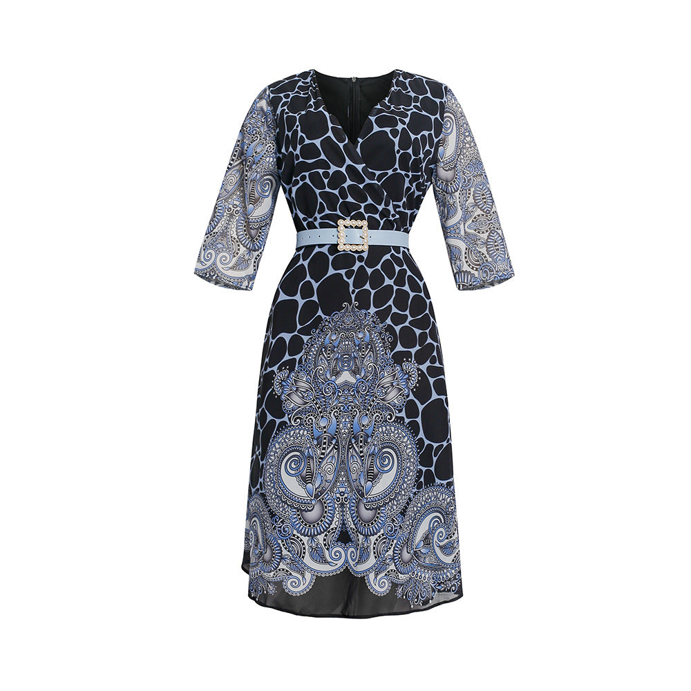 new arrival: plus size african women's chiffon loose-fit dress with belt - perfect for cross-border e-commerce on