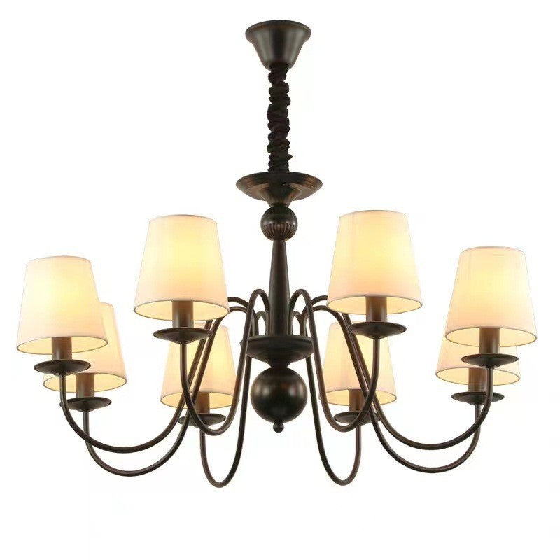 Vintage American Country Chandelier Living Room Pastoral Master Bedroom Bauhaus Nordic Simple Restaurant Fabric Home Lighting