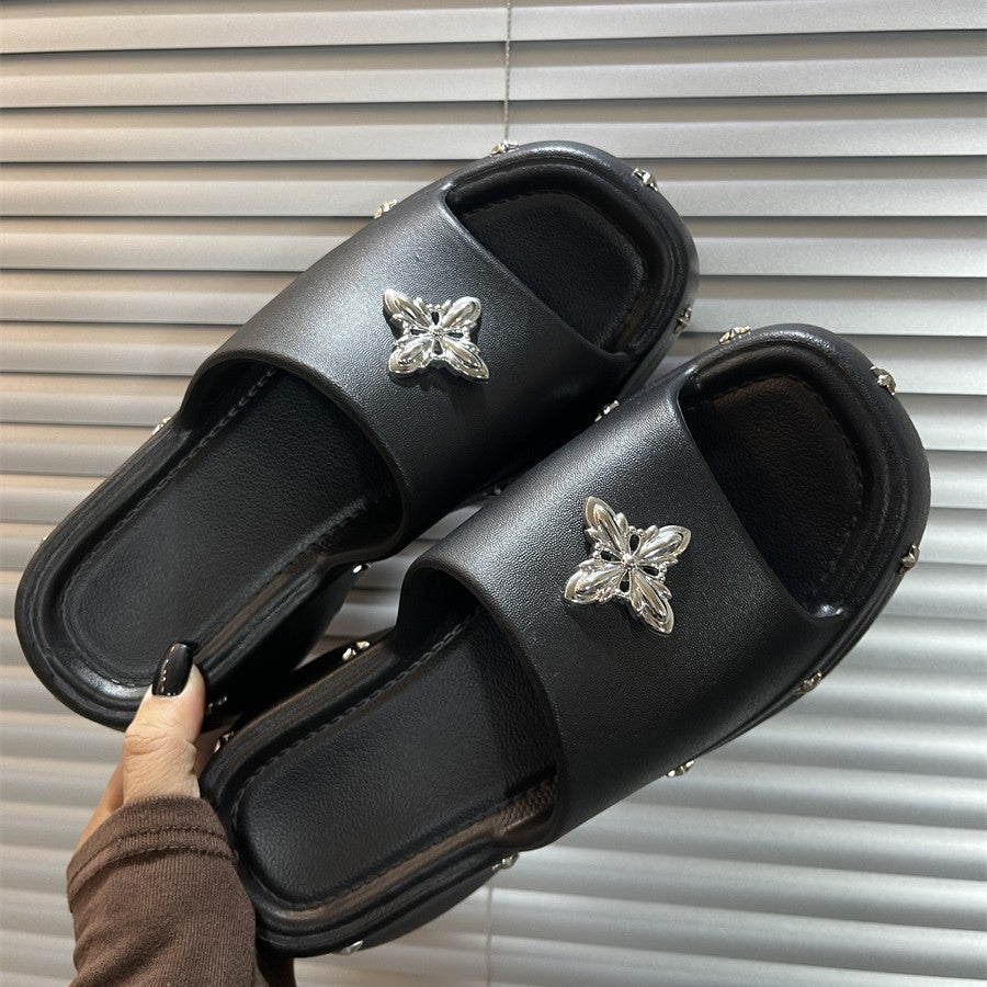 Thick sole thick heel slippers for women summer outwearthick sole shit feeling 2025new arrivalsummer popular beach sandals