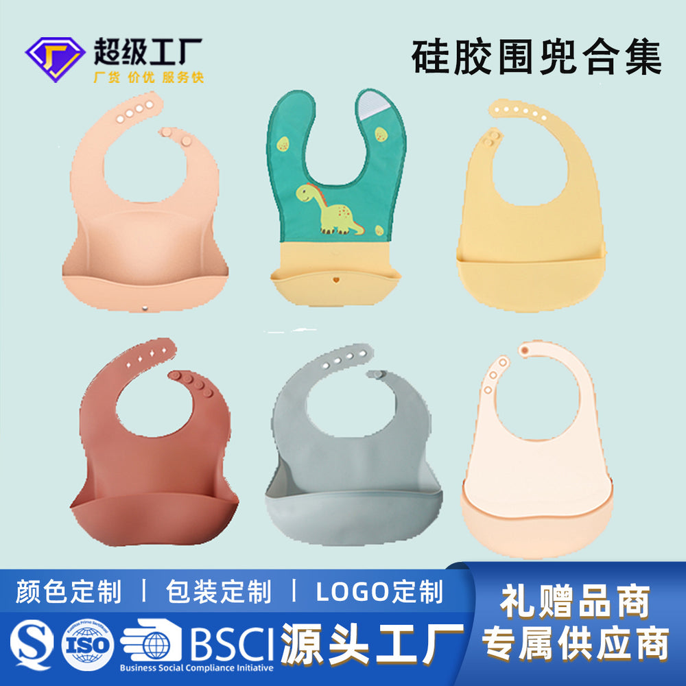 Personalized food grade silicone baby bib kids thin bib waterproof bib toddler bib soft saliva bib