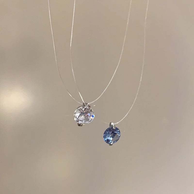 Mermaid's tears sparkling choker zircon fish line invisible necklace women's light luxury classy sense collarbone chain necklace accessories