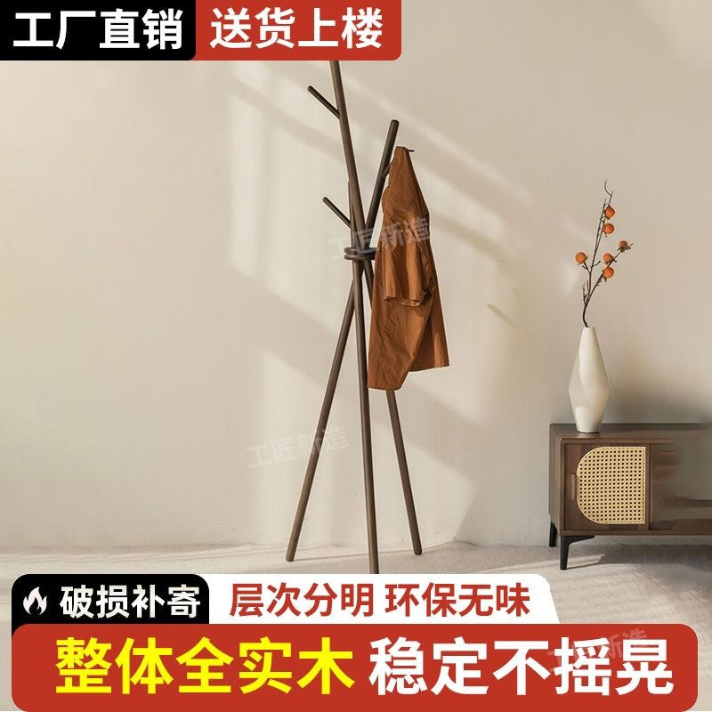North american beech solid wood coat rack, freestanding garment rack, home clothes rack, vertical clothes room simple coat rack