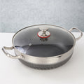double-ear frying pan, deepened stainless steel flat bottomfor home pancake baking pan, induction cooker, gas honeycomb non-stick pan