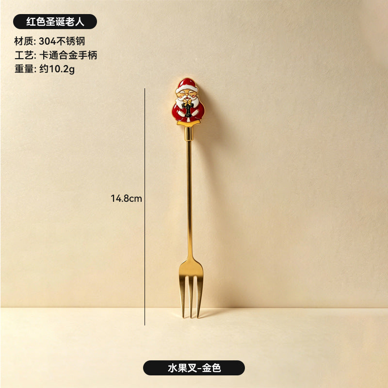 304 stainless steel luxury style creative christmas tableware coffee spoon afternoon tea dessert spoon fruit fork wholesale
