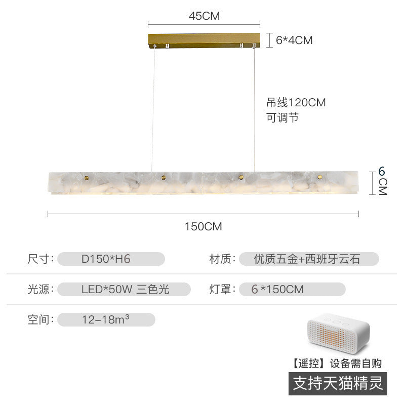 Nordic light luxury designer modern minimalist linear island table office study lamp minimalist restaurant marble chandelier