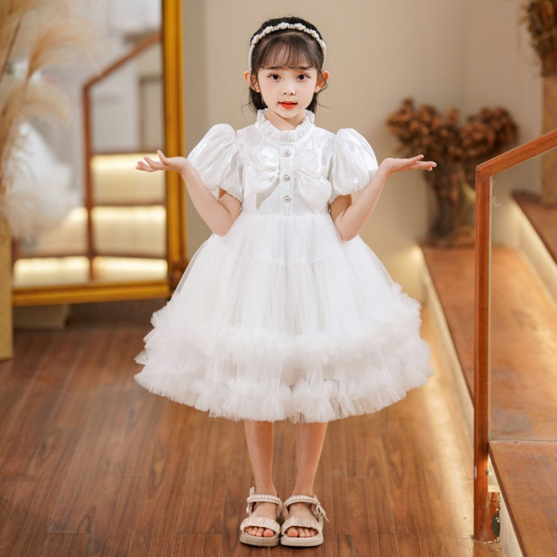 Ready-to-ship wholesale children's clothing: puff sleeve sequin mesh tutu princess dress, girls' kids dress
