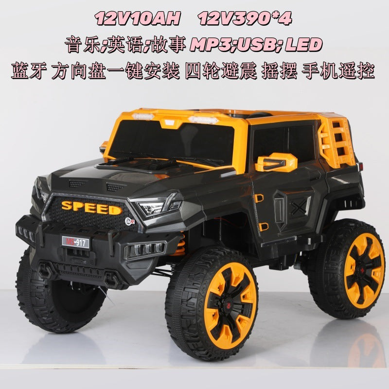 New children's electric car off-road four-wheel seating double seat children's pickup remote control toy car off-road vehicle