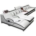 Massage genuine leather sofa italian minimalist living room smart multifunctional sofa 2025 new corner leather sofa