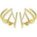 , luxurious fashion casual exquisite small ear winding cuffs four claw zircon earrings cold style diamond earrings