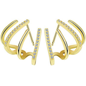 , luxurious fashion casual exquisite small ear winding cuffs four claw zircon earrings cold style diamond earrings