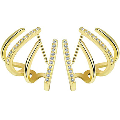 , luxurious fashion casual exquisite small ear winding cuffs four claw zircon earrings cold style diamond earrings