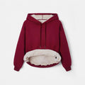fashion  fleece-linedsweatshirt hooded thickenedpure colorcasualheattechoutwearcouple's pullover wide