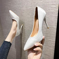 French satin black high heels - 2025 summer new collection: pointed-toe, low-cut, closed-toe stiletto heels - elegant and stylish for everyday wear