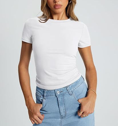 2025 amazon fashion new arrival women's t-shirt silmslimming look round neck tight sexysummertops women's clothing