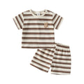 Boys' summer outfit set, new  fashion striped two-piece set, korean style lightweight short-sleeve clothing for kids