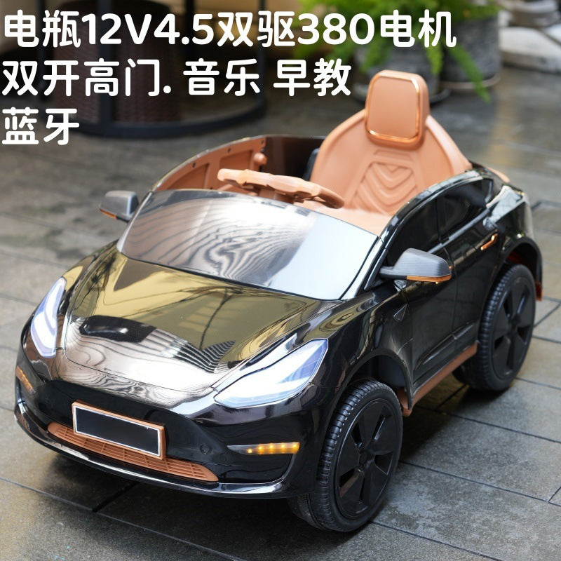 New children's electric car four-wheel car with remote control baby toy car charging can sit and swing stroller toy