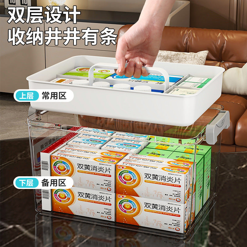 Household medicine box Medical medicine box Multi-layer finishing box Storage Household medicine Transparent portable storage box Medical first aid box