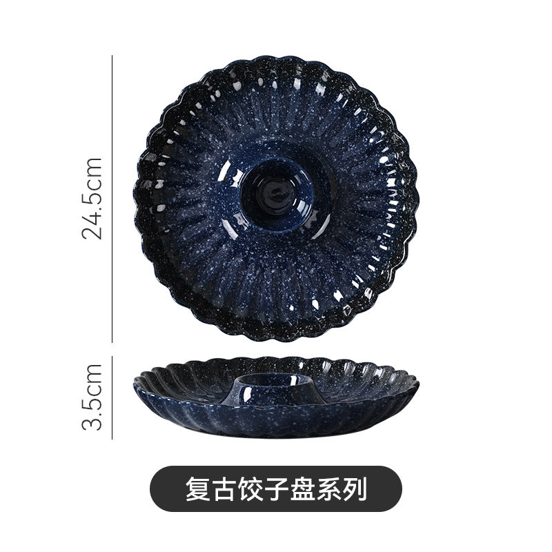 Japanese retrostylish ceramic dessert plate, family restaurant, new year's eve dinner, dumpling platter, snack, roast duck plate