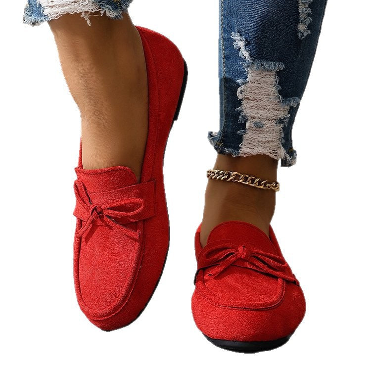 plus sizebows bean shoes for women spring & fallnew arrivalcasual suede shallow mouth slip-on soft bottomflatswholesale