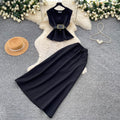 Korean style commute-friendly sleeveless vest a-line skirt two-piece set for women, spring 2026, slim fit, high-waisted outfit