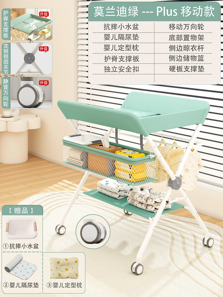 Changing table - foldable multifunctional baby care station for diaper changing, newborn bathing, massage, and touching