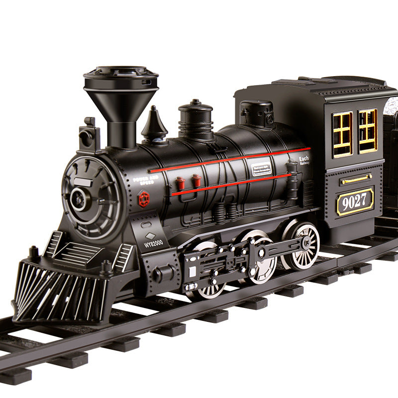 Electric train track car simulation retro steam train model kids high-speed rail toy boy's set gift