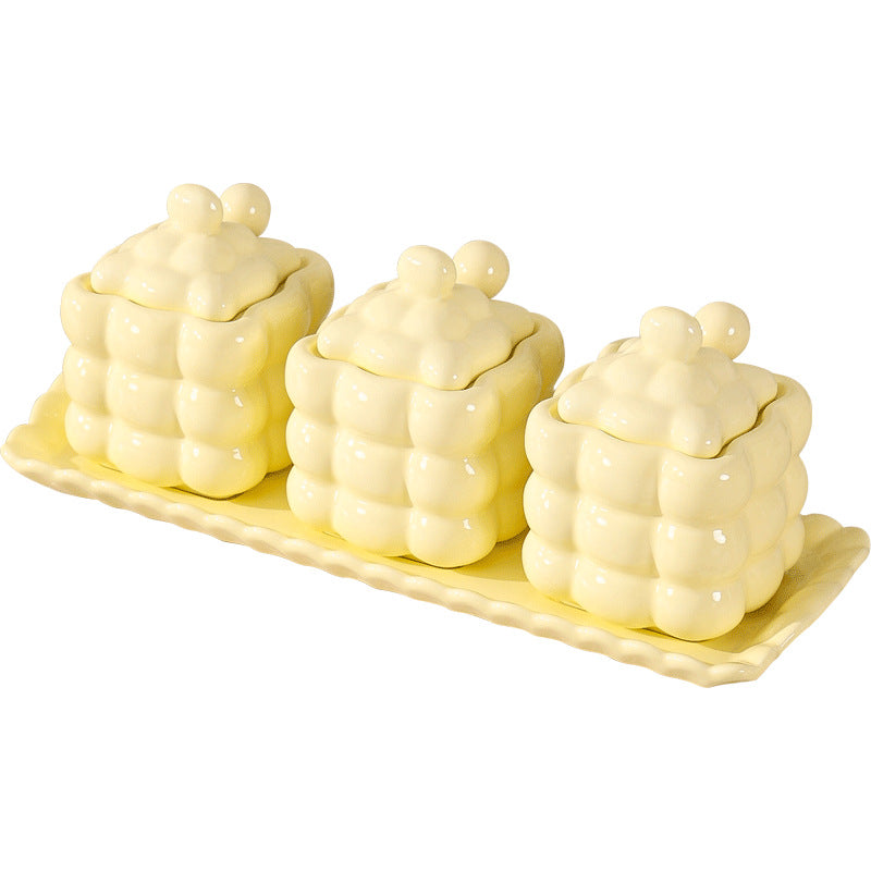 New macaron-colored marshmallow ceramic spice jar set - stylish kitchen salt shaker wholesale