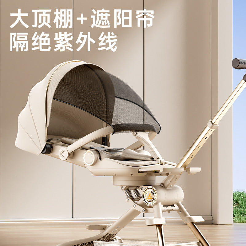 Phoenix baby walking artifact can sit and lie down, lightweight and foldable two-way baby trolley, high landscape four wheels