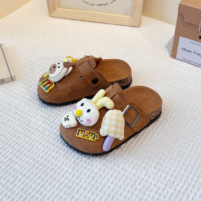 Kids birkenstock shoes women's retroeasiest for matchcute spring autumoutwear cartoon heattech half-slotted forest style birkenstock cotton slippers