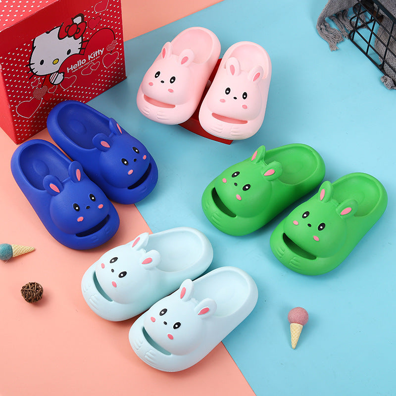 Rabbit slippers non-slipkidsgirl stomping on shit soft bottom children cartoon boys and girls indoor home bath sandals