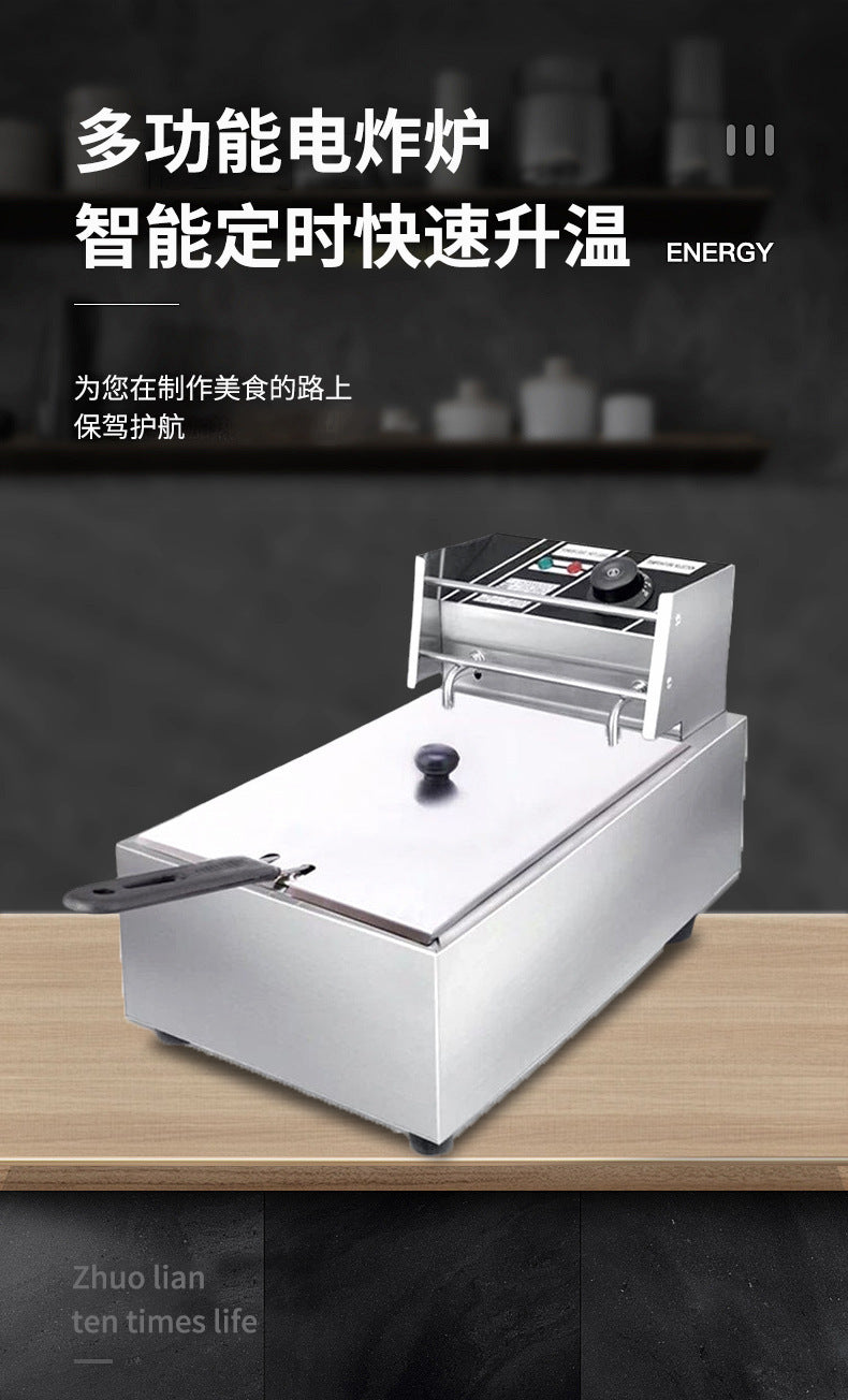 Electric fryer commercial multi-function thickened stall large capacity fried chicken fried skewers deep fryer single and double oil pot equipment