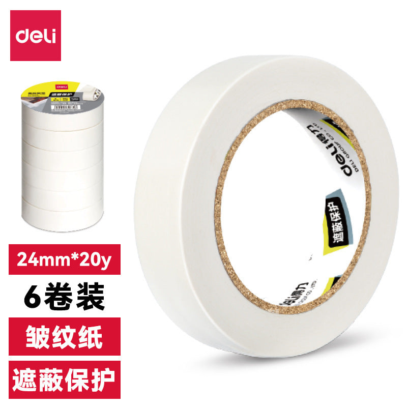 Deli 30670 Masking Paper Tape Easy Tear Office Home Decoration Spray Paint Protection 24mm Crepe Paper Wholesale