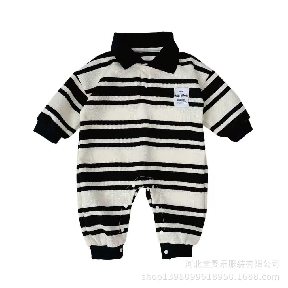 Baby boy romper - new spring/autumn collection - infant clothing - autumn polo collar - long sleeve outfit for infants and toddlers