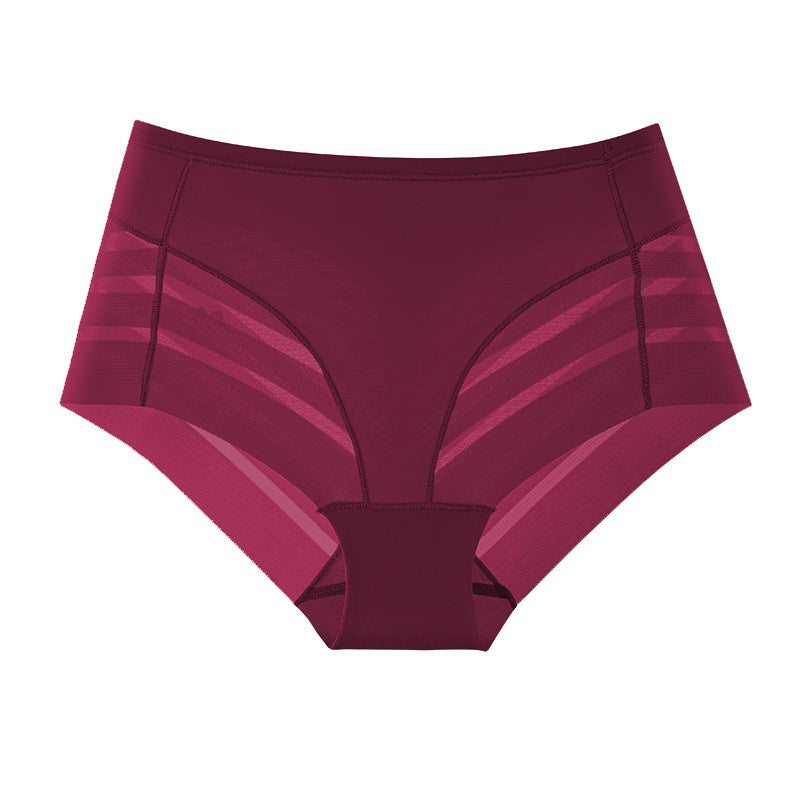 women's underwear: summer ice silk high-stretch mid-waist plus size breathable mesh sexy lace triangle panties