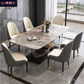 Italian-style sintered stone dining table and chairs set - modern luxury rectangular dining table for small spaces