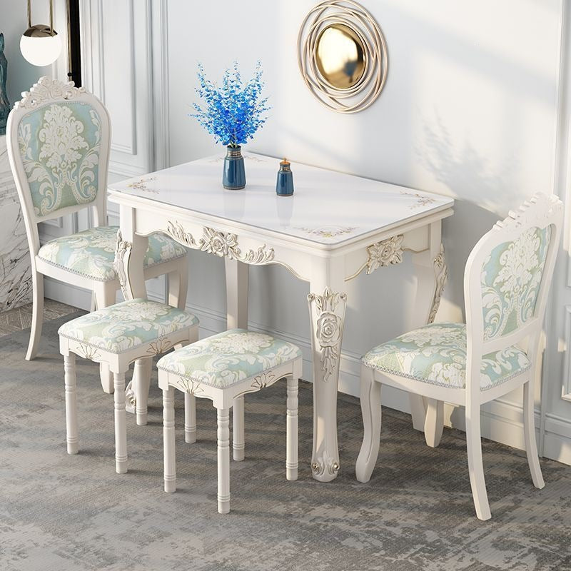 Dining table for home, small apartments, minimalist modern glass and solid wood folding rectangular dining table, european style dining table and chair set