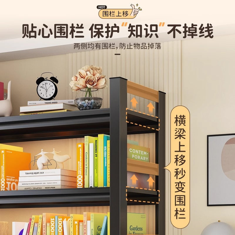 Steel bookshelf floor storage rack - home & kids book organizer, multi-tier wall-mounted storage for living room